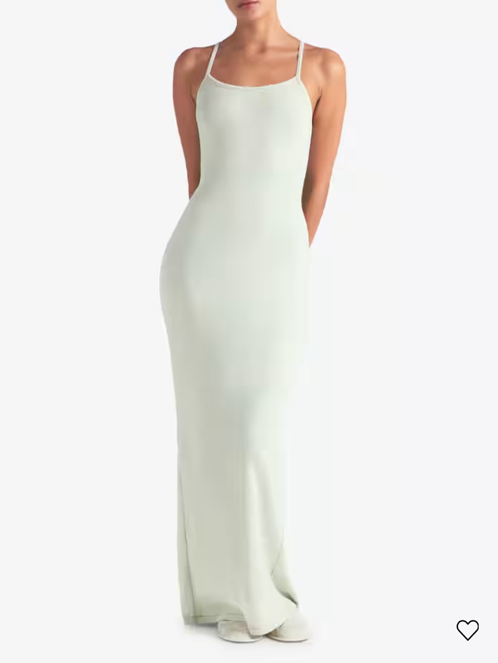 Skims Cotton Blend White Ribbed Maxi Slip Dress
